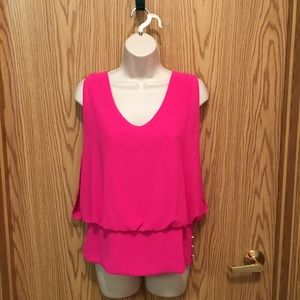 Cy Sexy Top/Blouse Pink w/Sparkly Buttons Small?